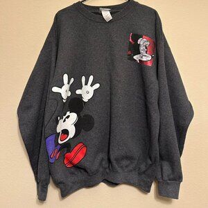 Vintage Disney Mickey Mouse “Scared Mickey” Grey Sweatshirt  Size: Large